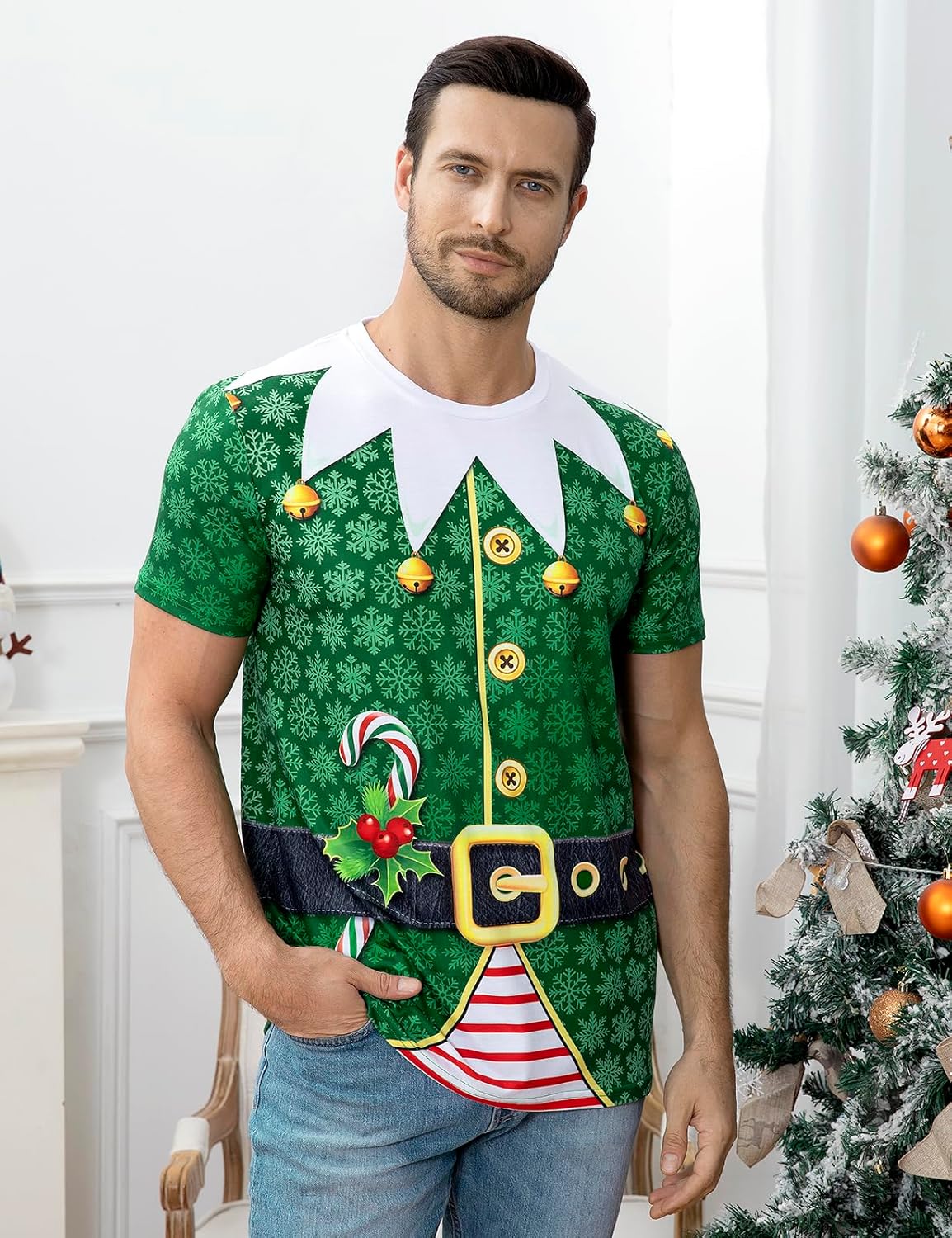 Mens Novelty Christmas Graphic T-Shirt