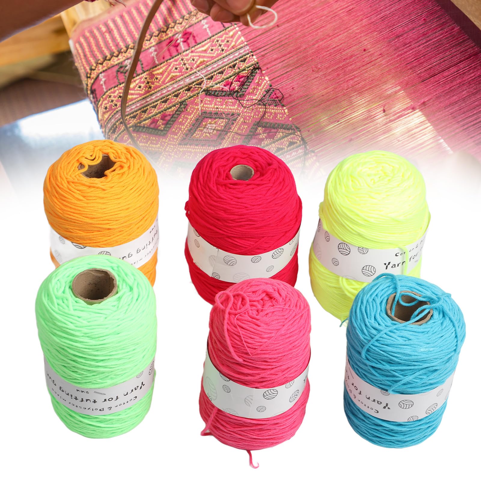 Filato tufting color brillante 6 rotoli per arredamento per la casa a maglia moquette fai -da -te