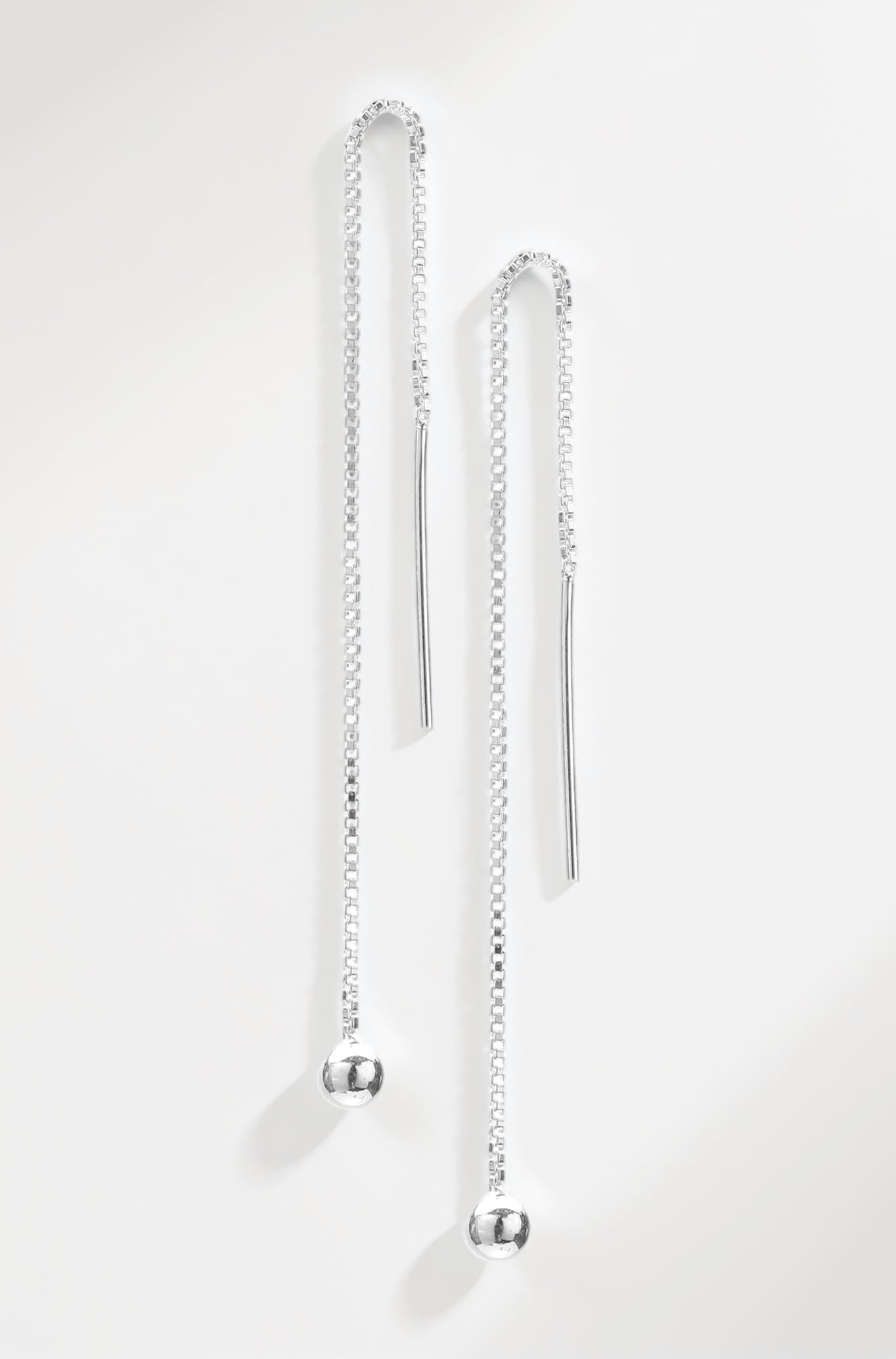 925 Silver Pair of Threaded Drop Long Chain Ear Line, Earrings, Jhumki for Girls & Women