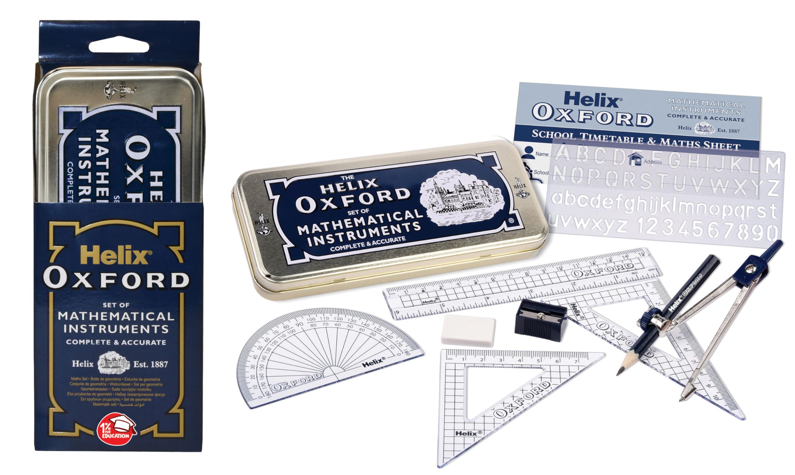 Helix Oxford Maths Set with Storage Tin