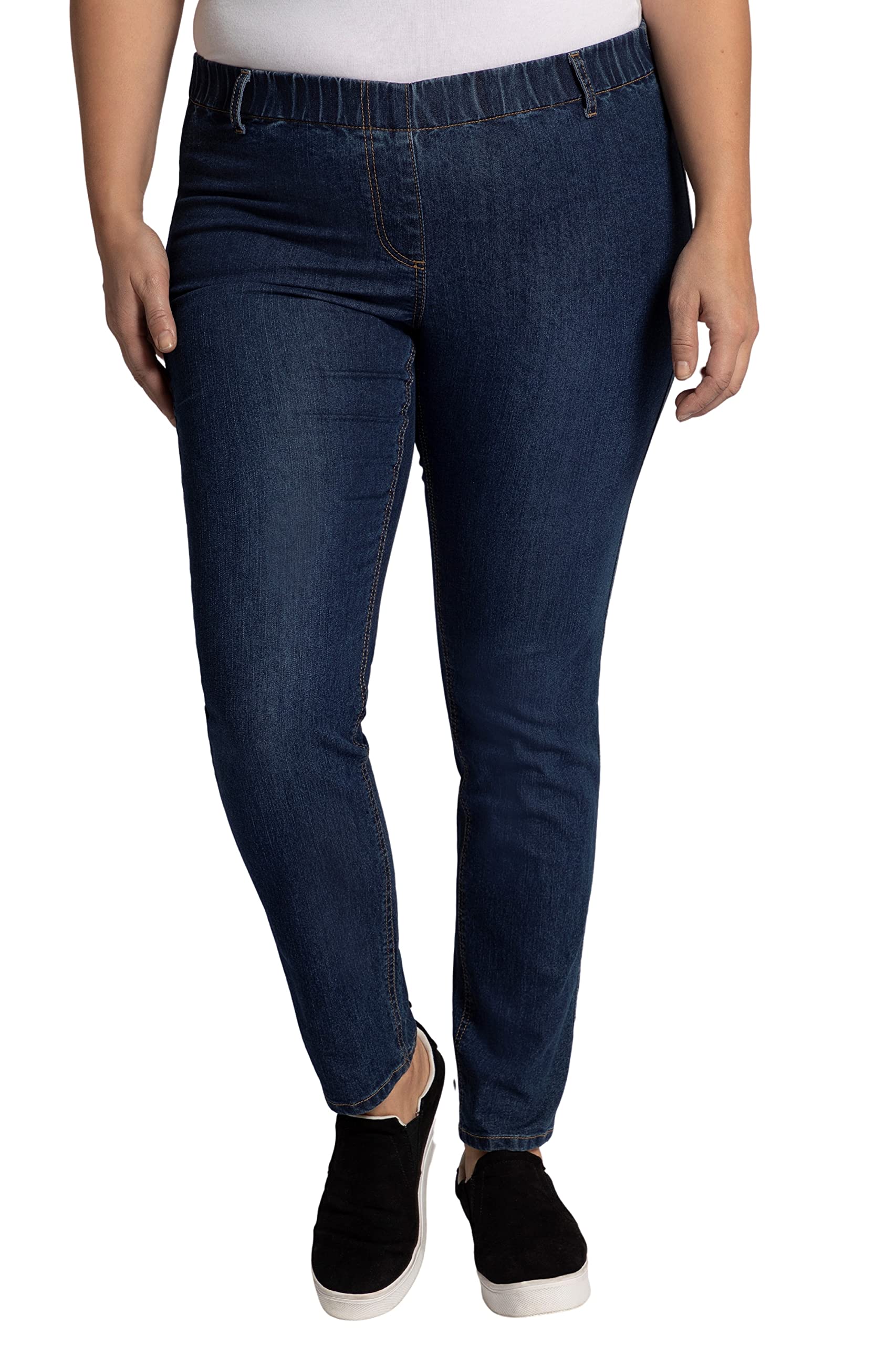Ulla Popken Women's Jeggings Denim, Sienna Pants, Blue Denim,