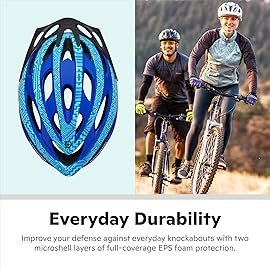 Schwinn Thrasher Bike Helmet, Lightweight Microshell Design, Adult, Blue/Light Blue