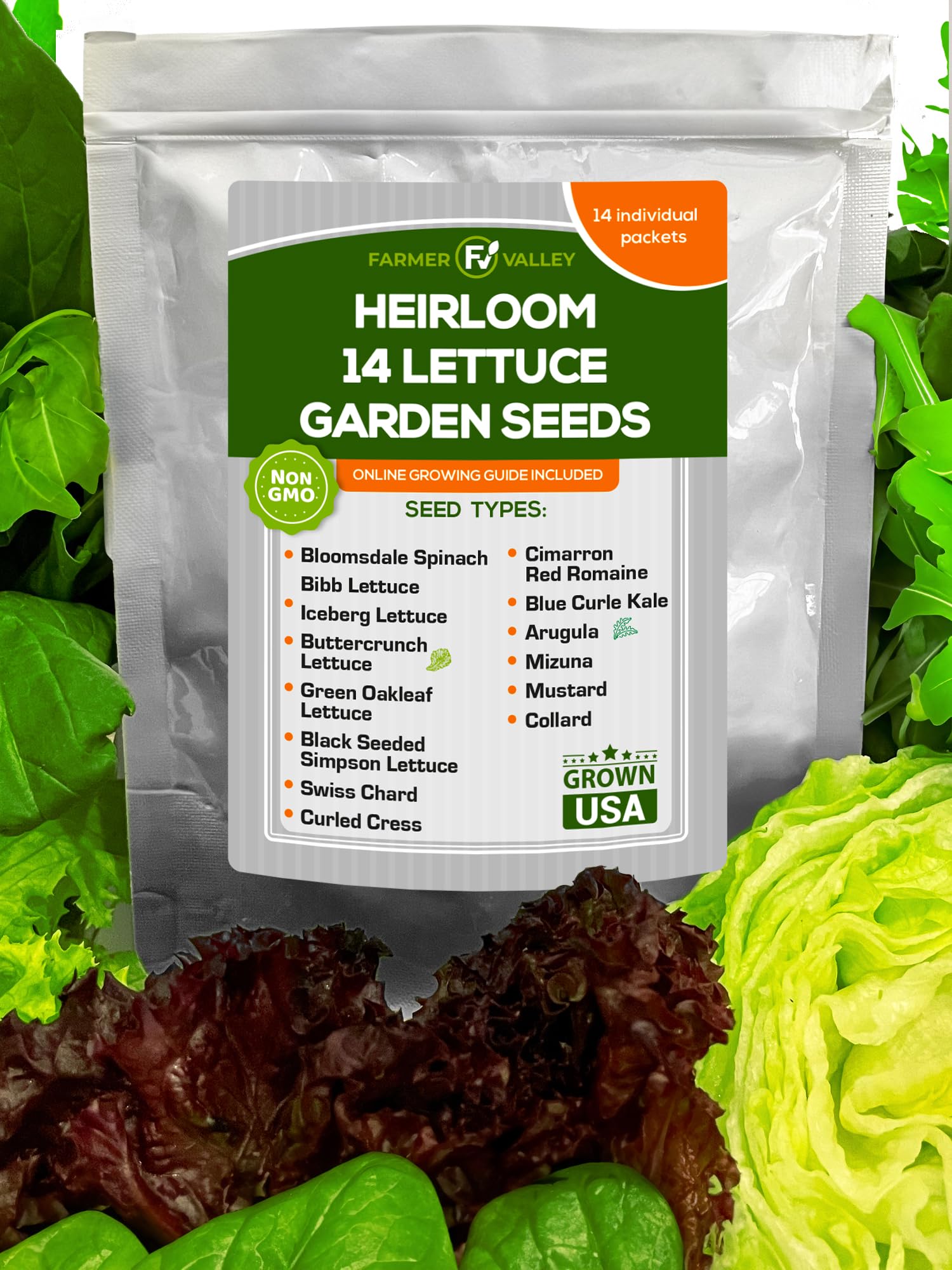 Lettuce & Salad Garden Seeds for Planting - 6400+ Non GMO USA Grown Vegetable Seeds for Home Growing - Heirloom Greens Seeds Good for Hydroponic,