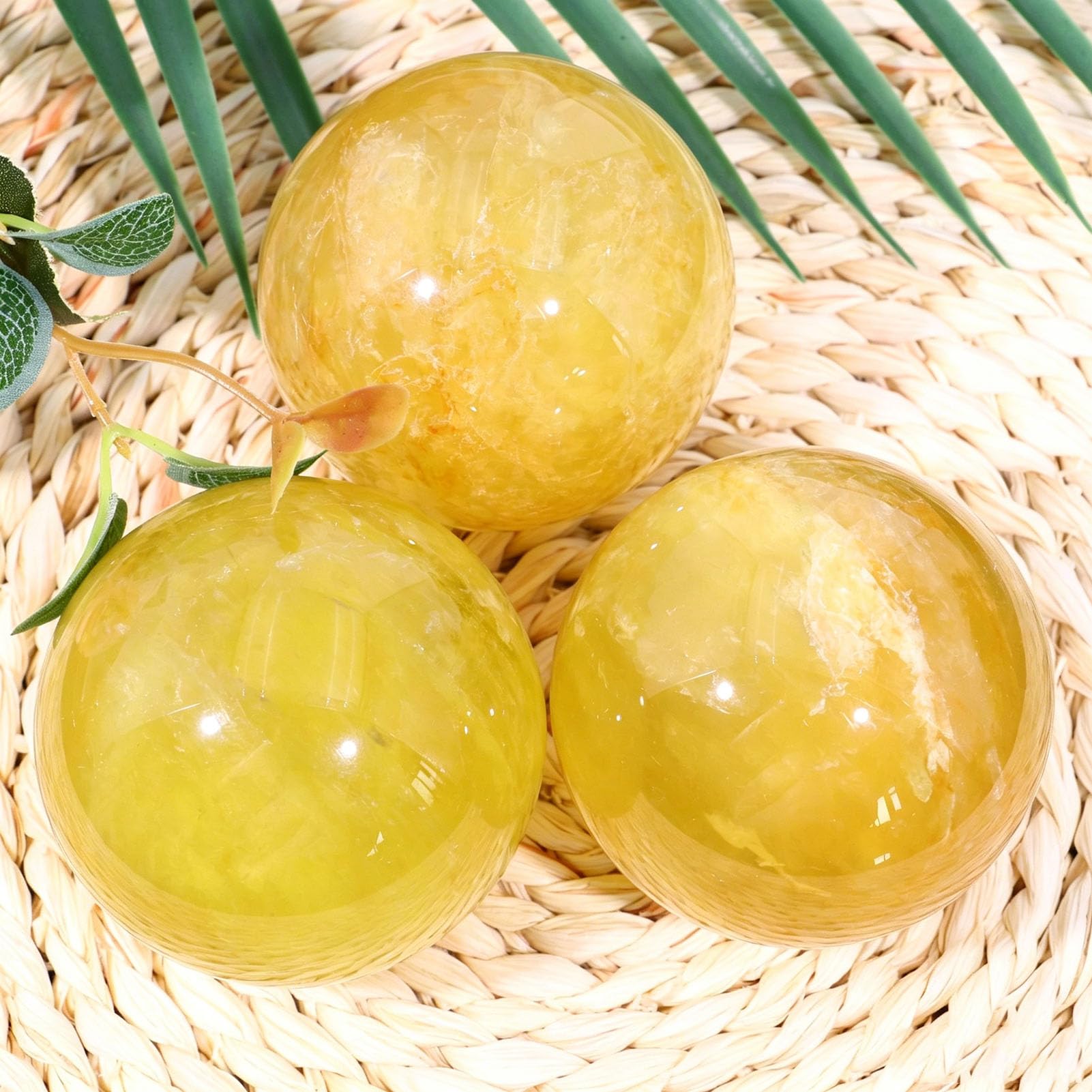 Sfera di citrino Cristalli curativi Pietre preziose Naturali Sfera di Cristallo Chakra per Decorazioni per casa, aromaterapia, Feng Shui e guarigione con Cristalli per divinazione,40MM