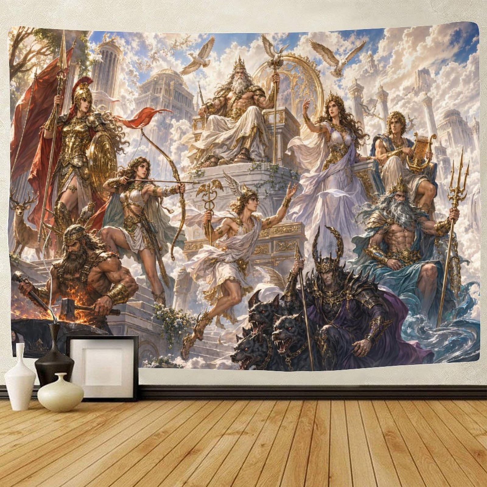 ASDFGHJKLZA Gods of Olympus Wall Art Decor Wall Hanging Decor 3D Print Tapestry Greek Mythology Tapestries Poster Curtain Living Room Dorm 70cmx100cm
