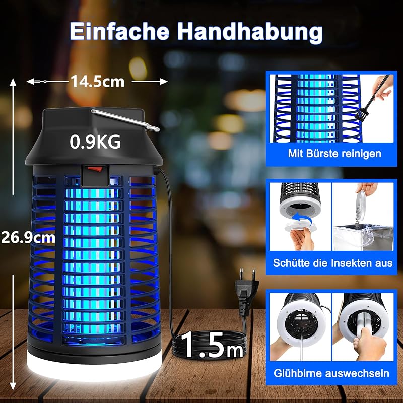 WUEAOA 15W UV elektromos rovarcsapda lámpa 4200V vízálló szúnyog- és legyirtó