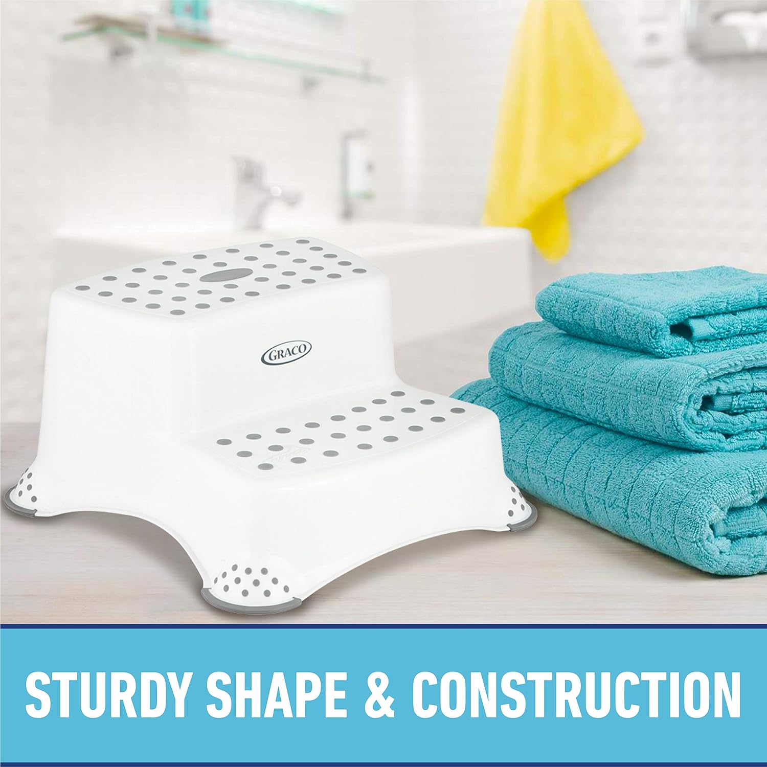 Graco Double Step Stool with Anti-Slip Grip - White : Baby