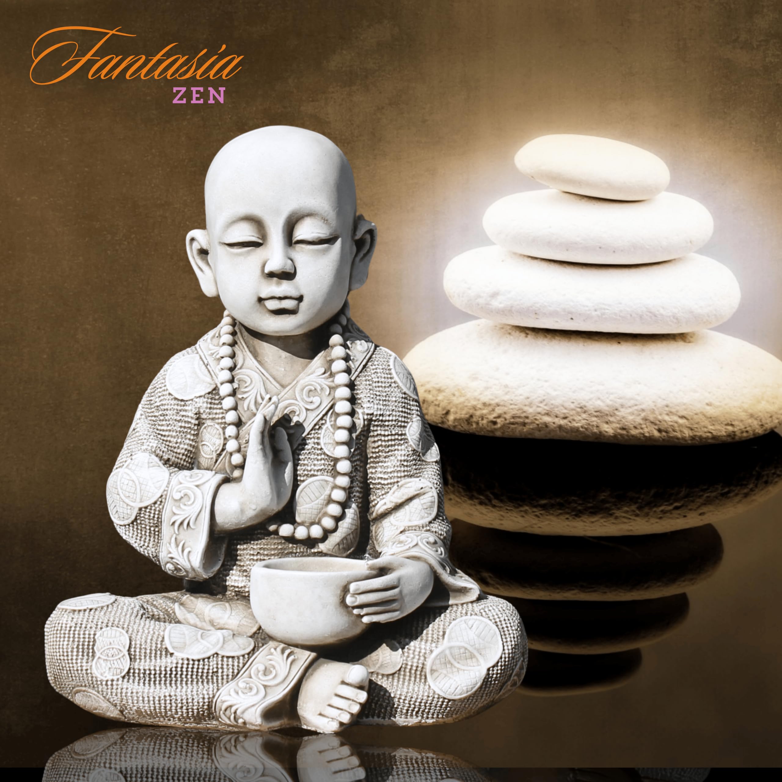 Buda para Vela 37 cm (Ceniza).- Budas Grandes de Jardin y Estatuas Decorativas de Piedra para Decoracion Jardin Exterior y Espacios Zen