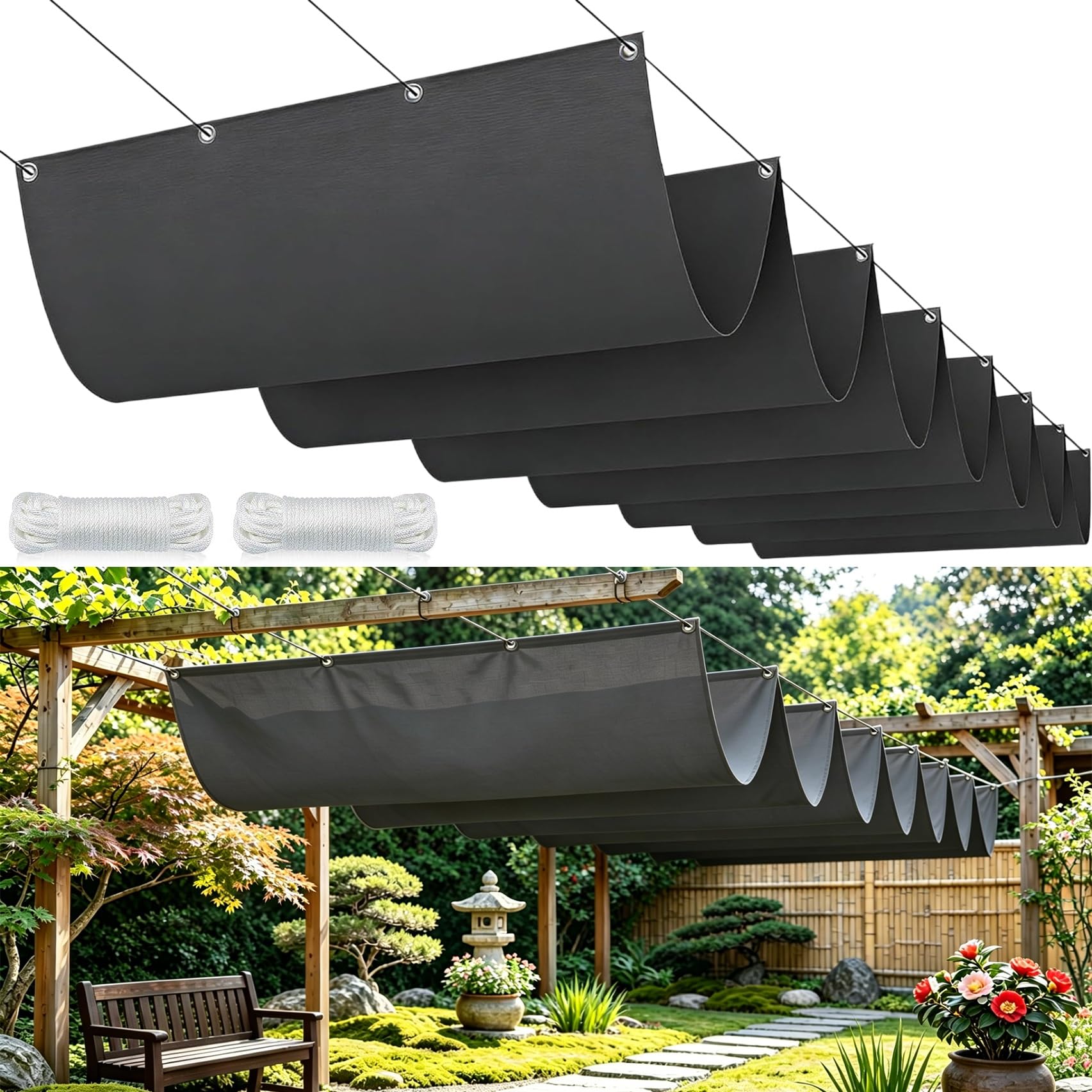 Einziehbare Welle Sonnensegel 250 x 300 cm Wasserdicht Sonnenschutz Schutz vor 98% Uv- Strahlungen & Reißfest, Wetterfest PES Reißfest