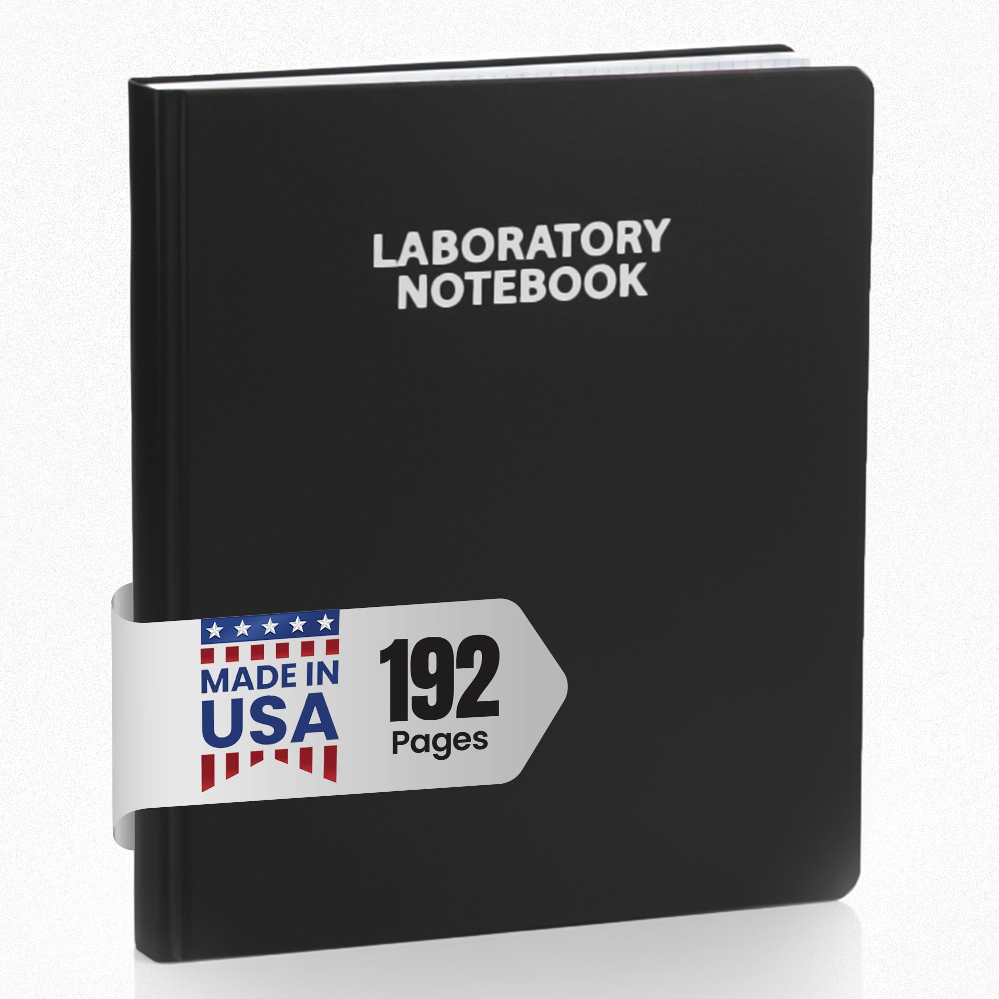 Scientific Notebook Company Flush Trimmed, Model #2001 Research Laboratory Notebook, 192 Pages, Smyth Sewn, 9.25 X 11.25, 4x4 Grid (Matte Black Cover)