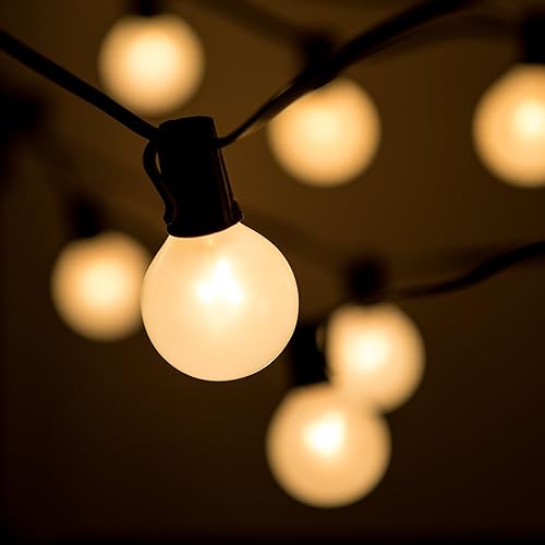 Miniatura 10 de Tira de luces para terrazas, 100 pies, con 100 focos transparentes G50, 130.00 volts