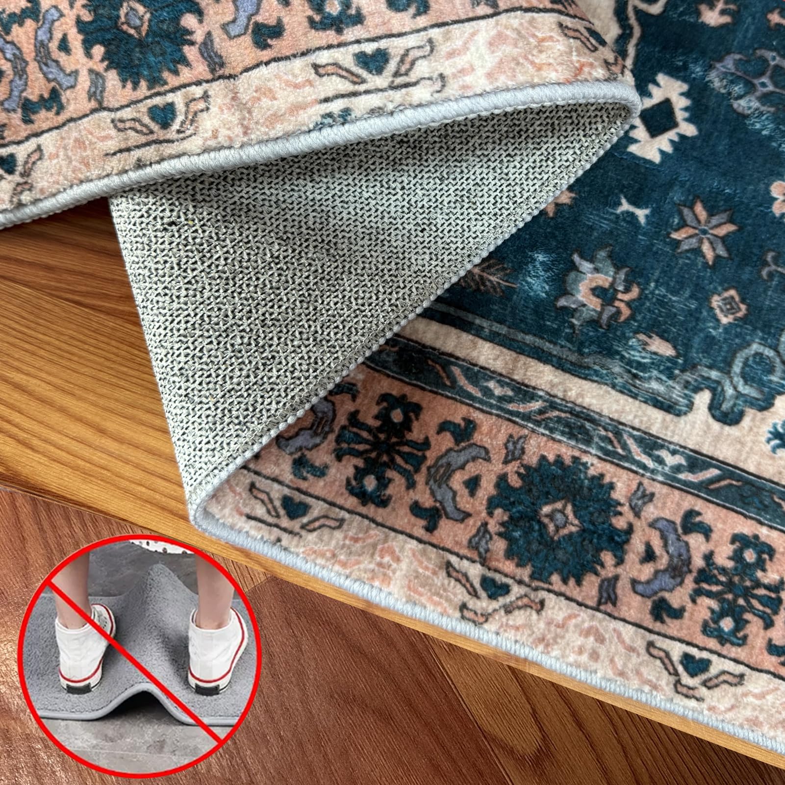 Teppich Läufer Flur Küchenteppich Waschbar rutschfest Küchenläufer 120 x 450 cm Küche Teppich Läufer Fußmatte Teppichläufer Flurteppich für Eingang Flur Küche Schlafzimmer Wohnzimmer Teppiche Runner