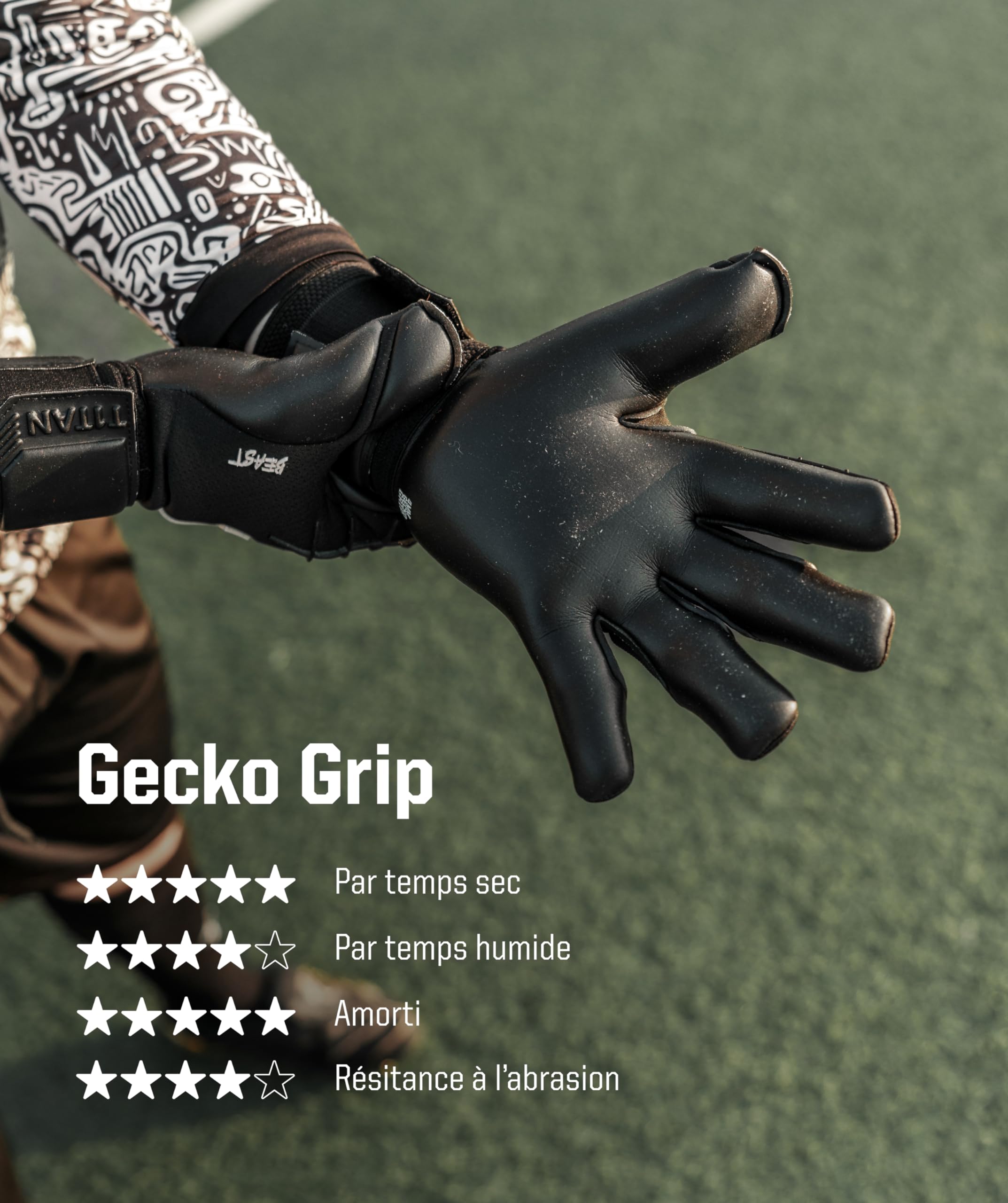 T1TAN Beast - Gants de Gardien de But sans Protection des Doigts - Gants de Football pour Jeunes & Adultes - Unisexe, 4mm Pro Grip - Diverses Tailles & Couleurs