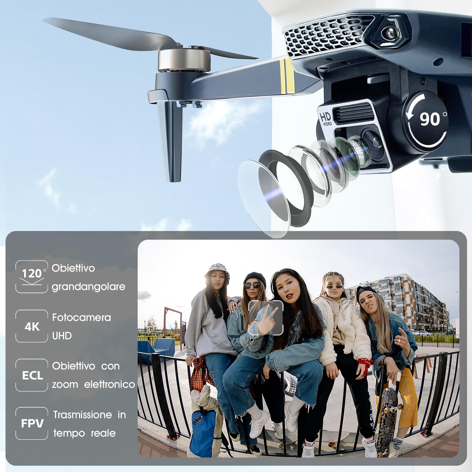 Drone con Telecamera 4K HD per Principianti, 84 Minuti di Volo (3 Batterie), 800m Portata WiFi FPV, Motore Brushless, Auto Hover e Auto Follow