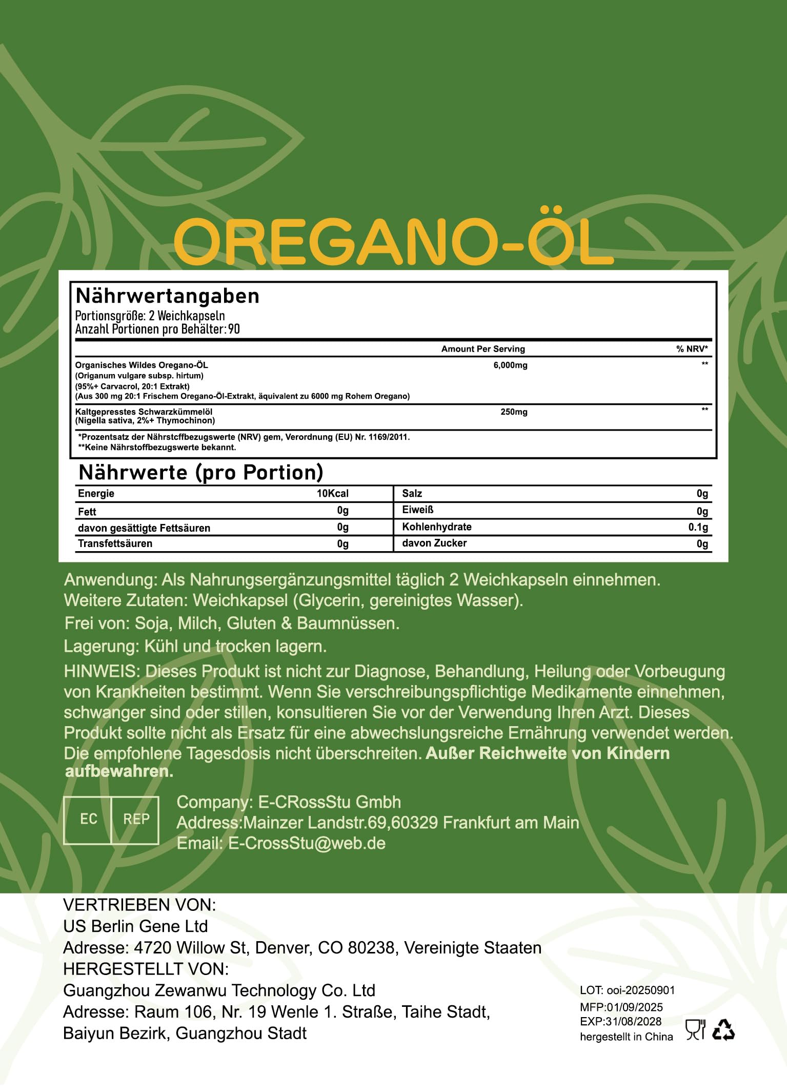Oreganoöl 180 Softgels