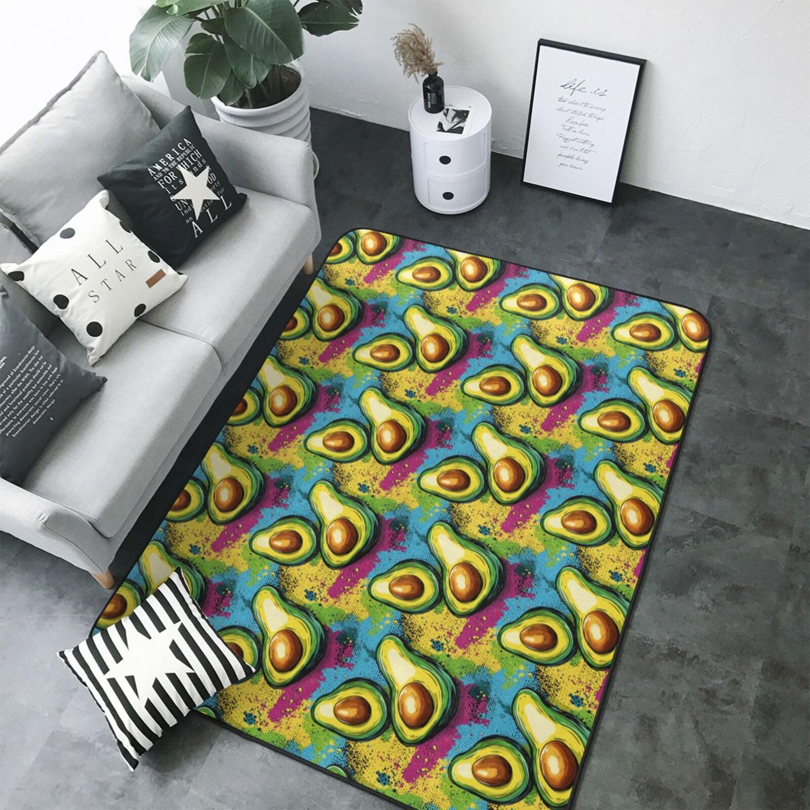 Grand tapis de salon doux lavable motif dessin animé chambre
