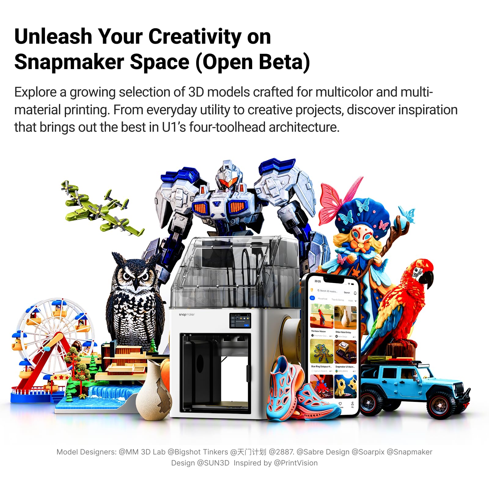 Snapmaker U1 3D Printer,4-Toolhead with 5s Toolchanger,Multi-Color Printing — Amazon image 6