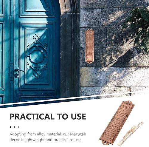 Miniatura 2 de EXCEART Mezuzá con puerta de desplazamiento judía Mitzvah puerta Mezuzah caja de mezuzá de metal placa de mezuza regalo judío Hannukah regalo