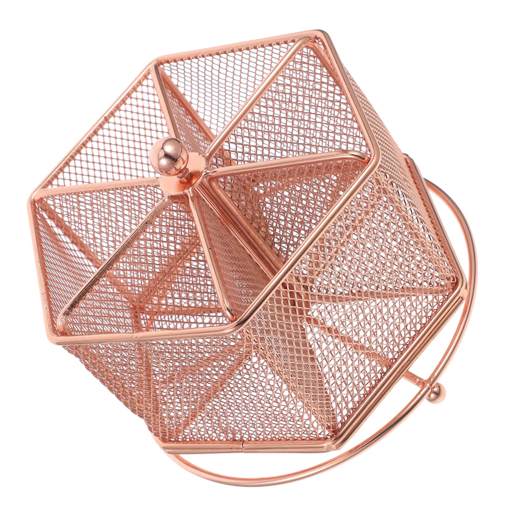 HOMSFOU Drehbarer Stiftehalter mit Pentagonalem Hohlraum Design Organizer Roségold Multifunktional für Büro und Zuhause Eleganter Schreibtisch Organizer zur Stilvollen Aufbewahrung von