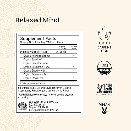 Miniatura 2 de Yogi Tea Relaxed Mind Tea – 16 bolsas por paquete (4 paquetes) – Té orgánico relajante y calmante para apoyo al estrés – Incluye raíz de
