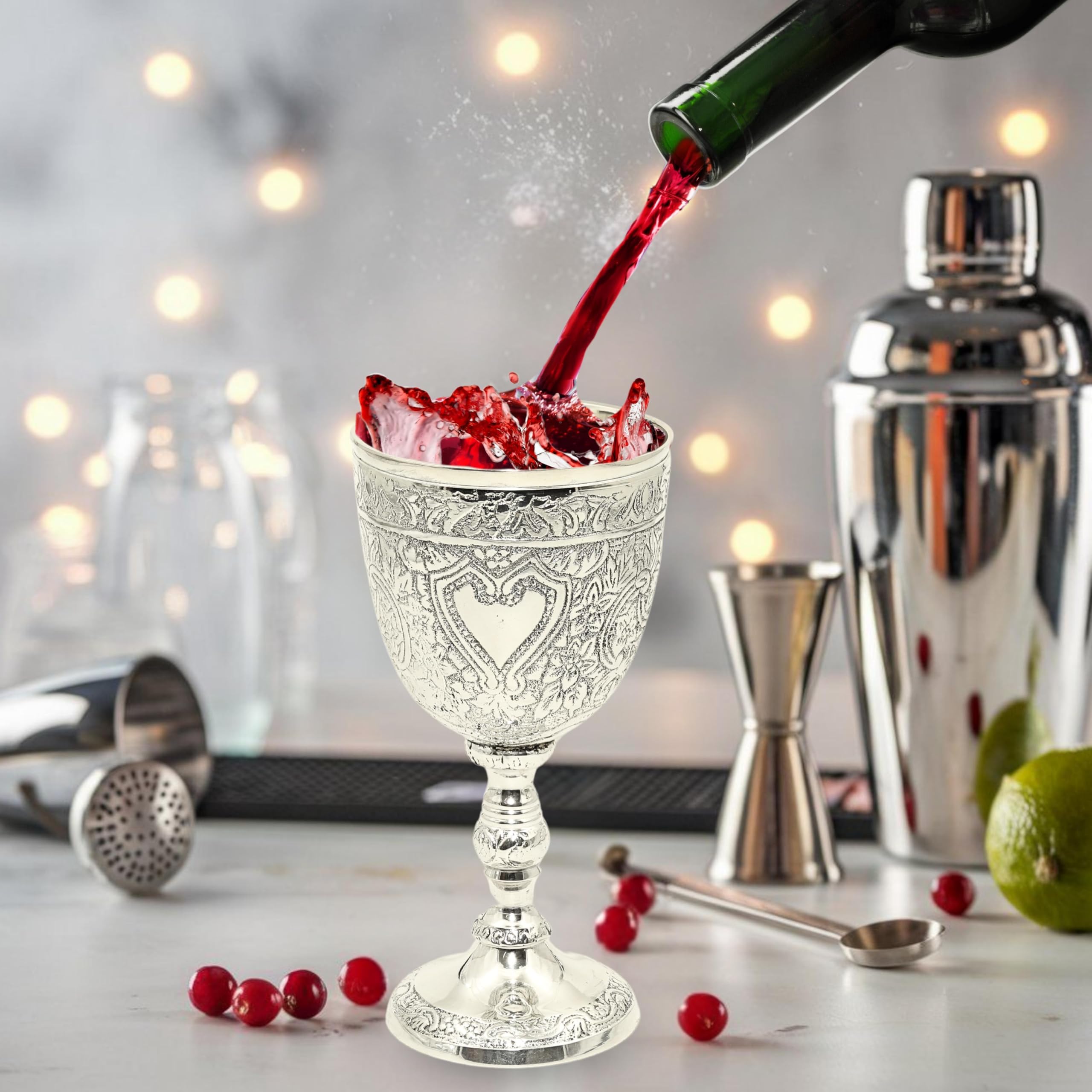 Amazon.com | Premium Brass Wine Goblets Set with Velvet Gift Box  display picture 1