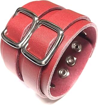 Amazon | [SKULLNEST] レッド ダブルストラップ レザー