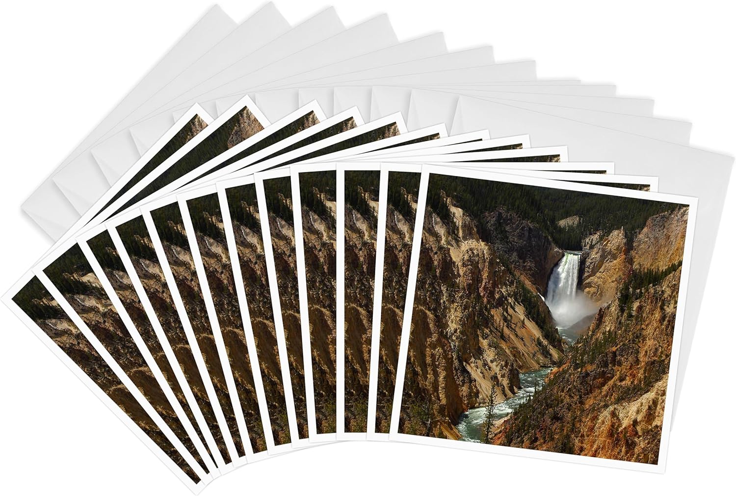 3dRose Lower Falls Yellowstone National Park - Greeting Cards, 6 x 6 inches, set of 12 (gc_17296_2)