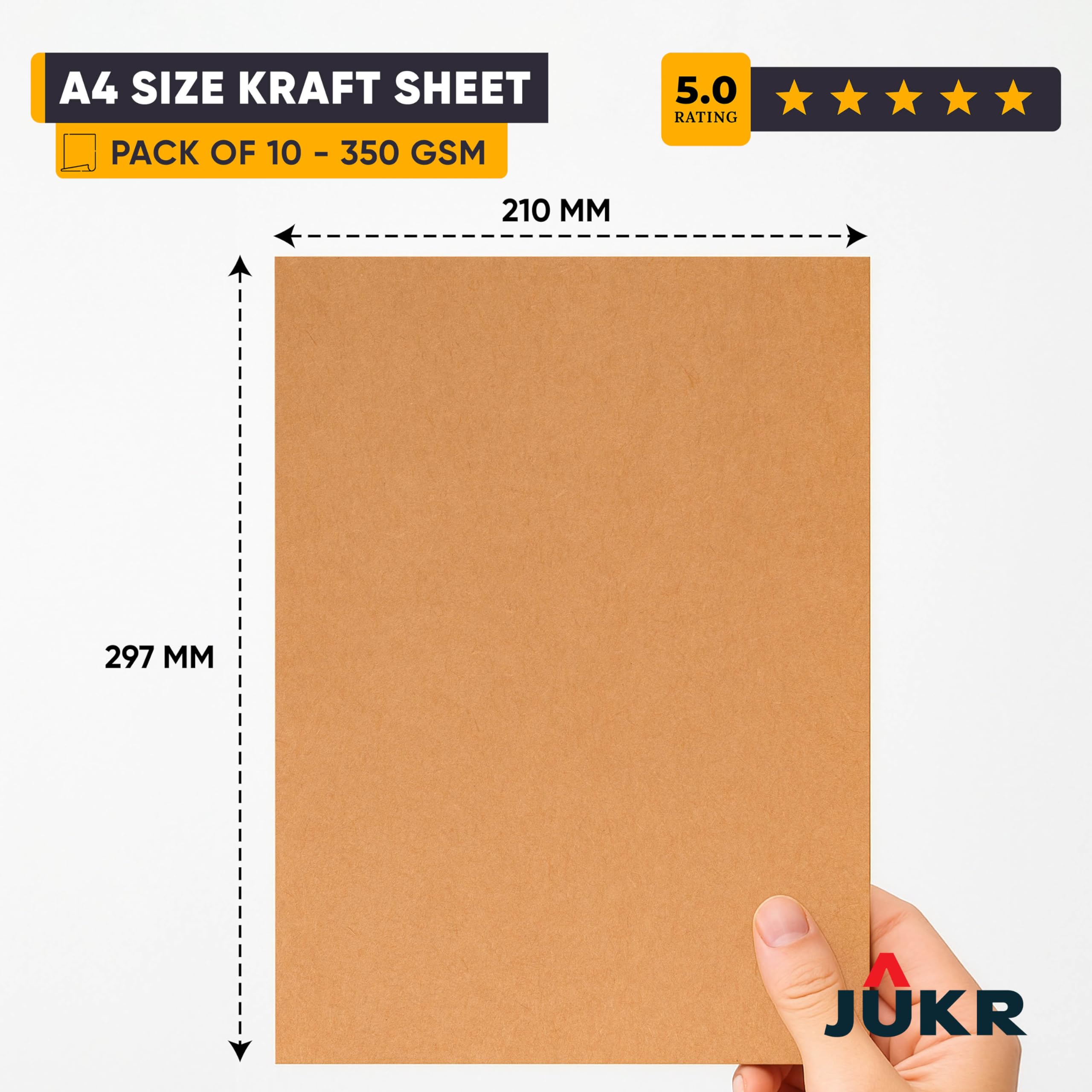 350 GSM Kraft Paper Sheets - A4, Pack of 10 -2