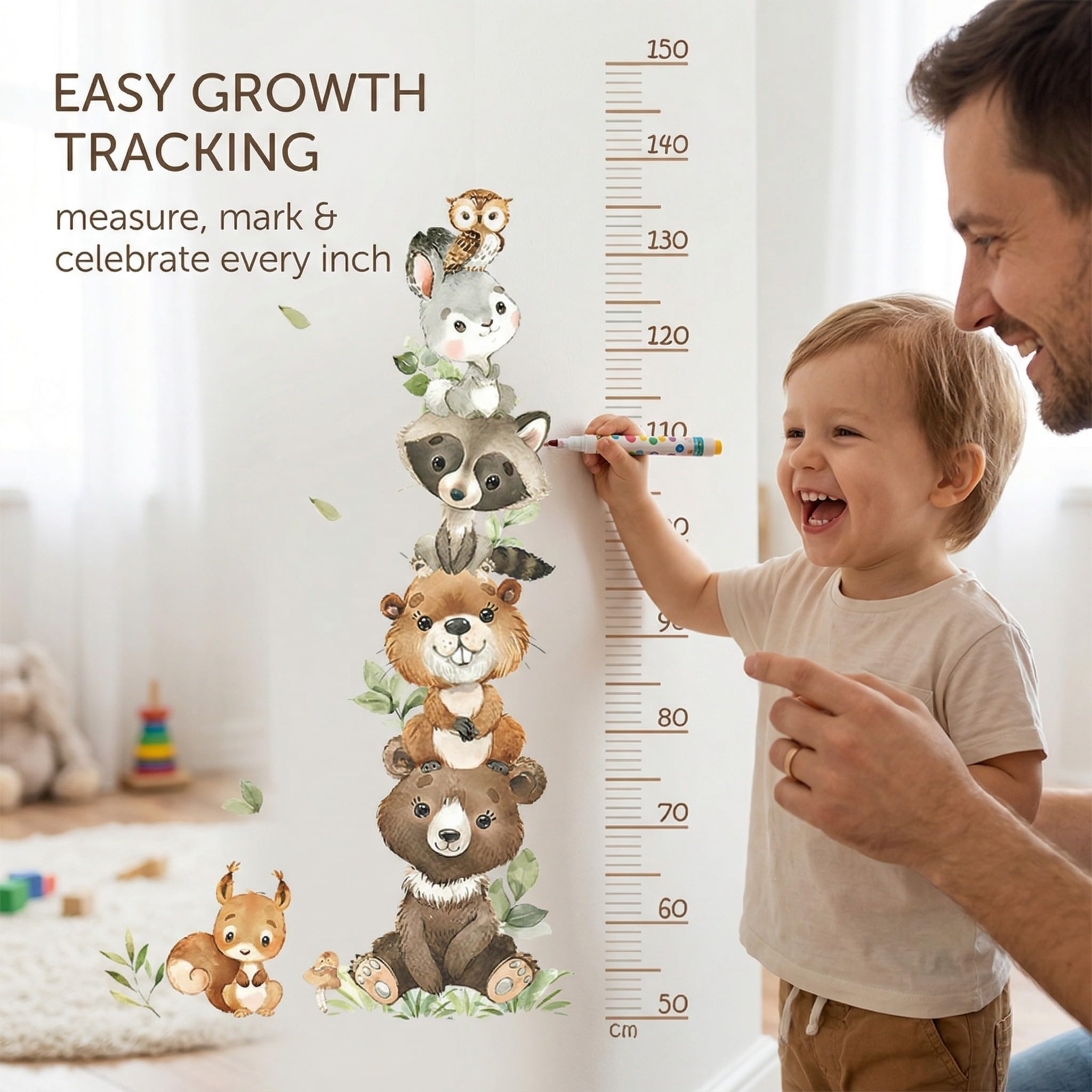 Metro adesivo murale misura altezza bambini 50-150 cm decorazione camerette