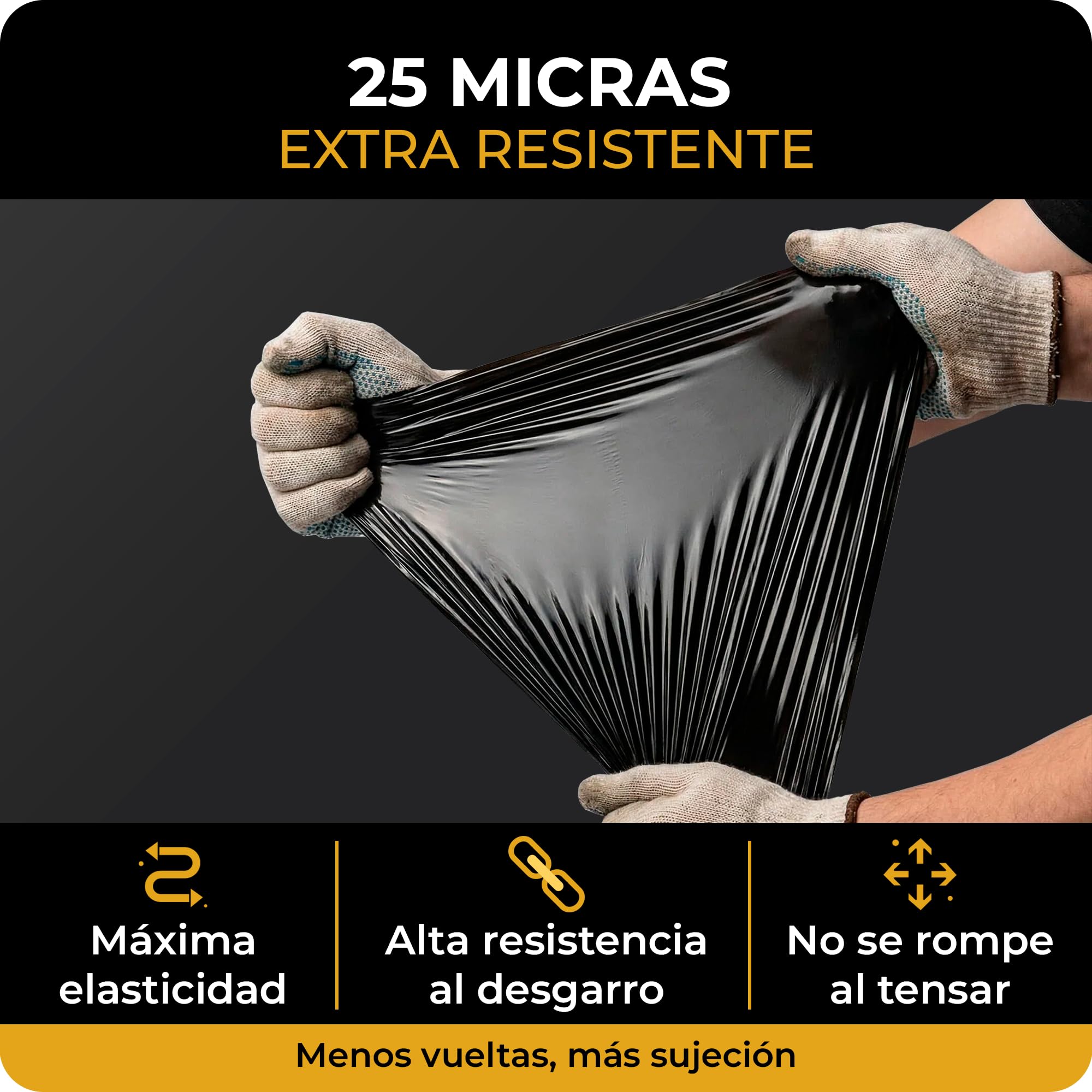 6 x Film Estirable Negro 25 Micras 50 cm x 2 Kg | Coreless System con Hasta un 20% Más Film Útil | Film para Paletizar Palets, Embalaje Profesional, Mudanzas, Almacén y Logística | Cia&Co (Pack de 6)