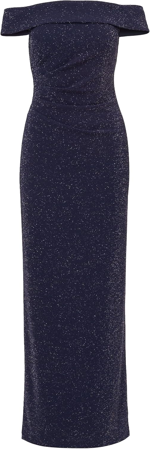 Adrianna Papell Women's Metallic Knit Draped Gown