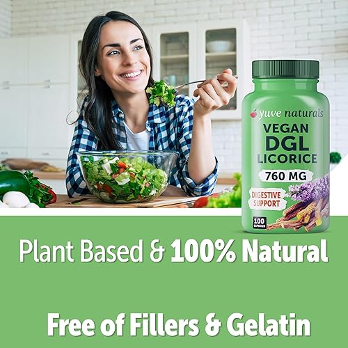 Miniatura 9 de Yuve Comprimidos masticables veganos de regaliz DGL de 400 mg  Apoya el estómago, el intestino y el alivio intestinal  Fórmula de reflujo ácido
