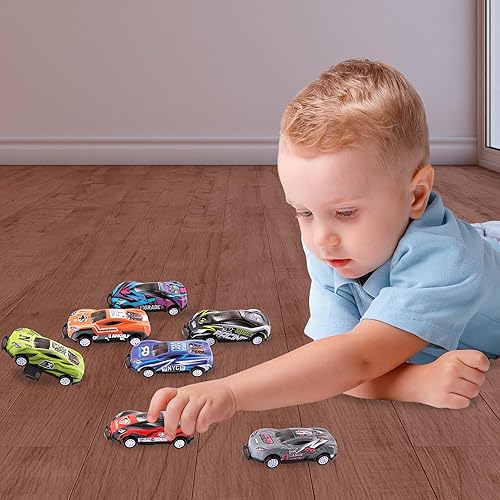 Miniatura 8 de ArtCreativity Autos de acrobacias para niños (juego de 12) autos de carreras fundidos a presión para niños en 8 diseños geniales, autos de juguete