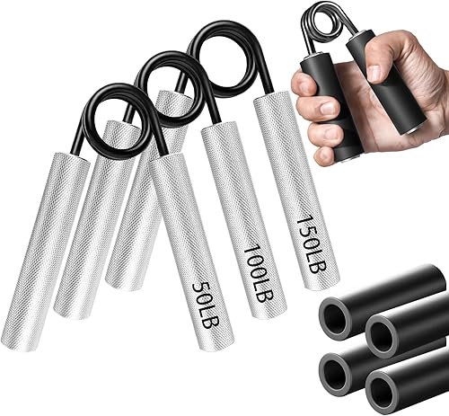 FLYFE Entrenador de fuerza de agarre, fortalecedor de agarre de mano, paquete de 3 (50+100+150 libras)