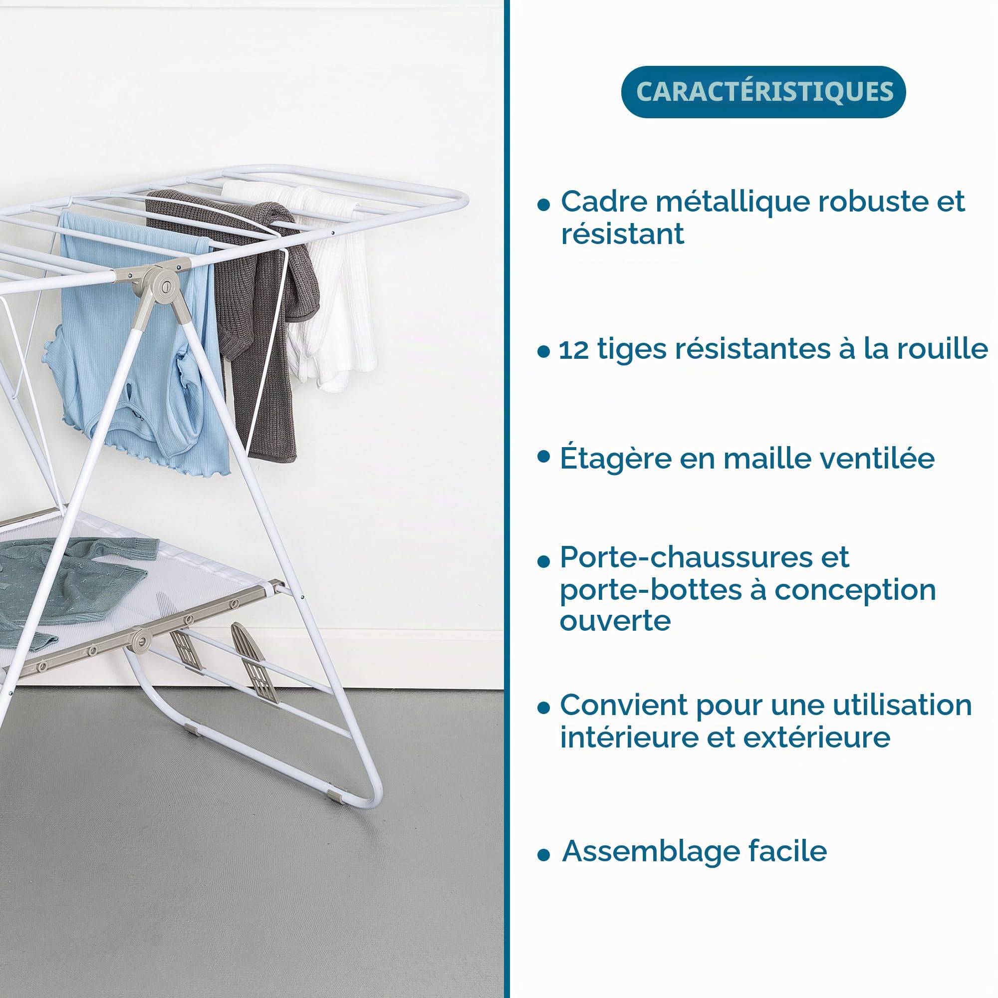 Honey-Can-Do International DRY-01610 Séchoir à Linge avec Rabats en Acier Inoxydable
