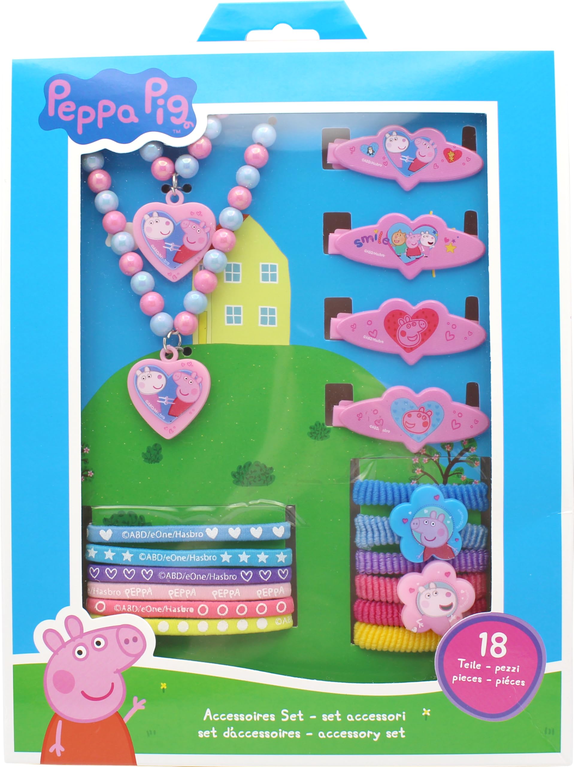 Joy Toy 23984 Peppa Pig zestaw akcesoriów 18 sztuk - w pudełku prezentowym 18,5 x 2,5 x 23,5 cm