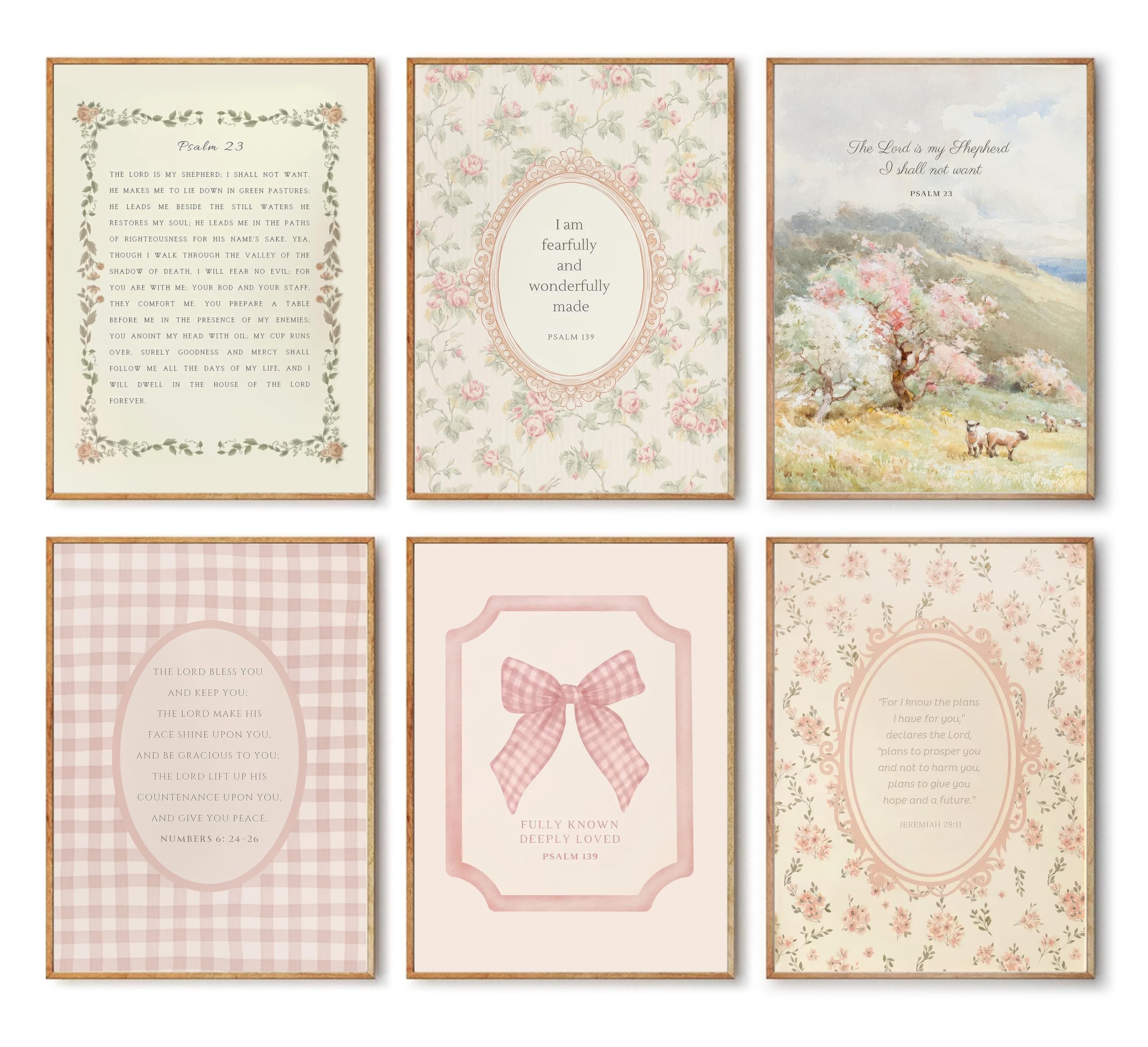 ZARTMYY Christian Nursery Wall Art Bible Verse Wall Decor Prints Jesus Religious Posters Pink Flower Bow Bible Verse Canvas Painting Kids Vintage