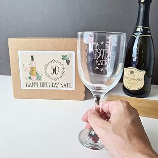 Personalised 50th Birthday Gift for Her - 50th Birthday Glass for Women - 50th Birthday Gifts for Friend - 50th Birthday Ideas for Men - 50th Birthday Engraved Glass - 50th Birthday Wine Glass