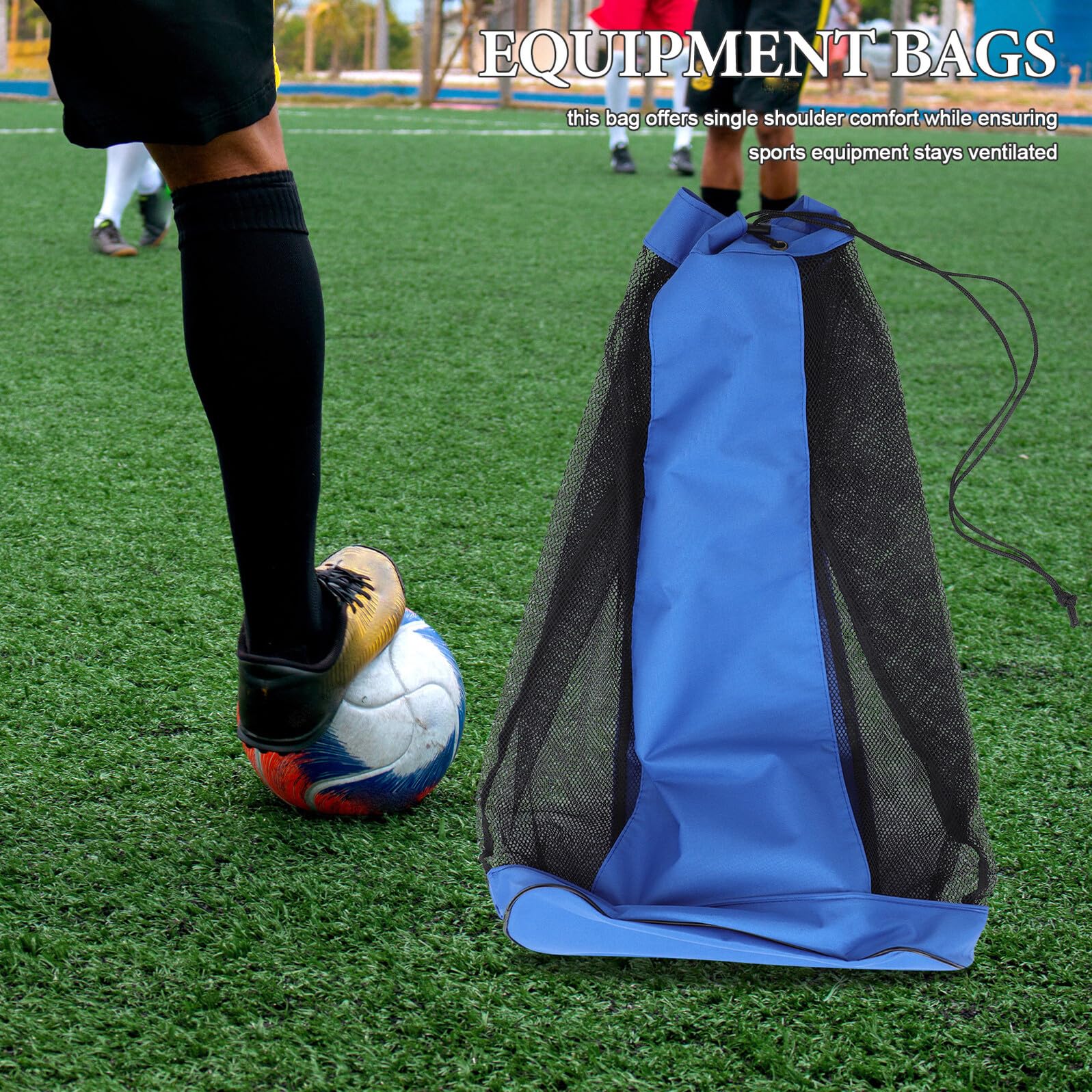 Grande Borsa a Rete Coulisse per Attrezzatura Sportiva Borsa Porta Palloni da Calcio e Basket Tracolla Regolabile per Palestra e Allenamento