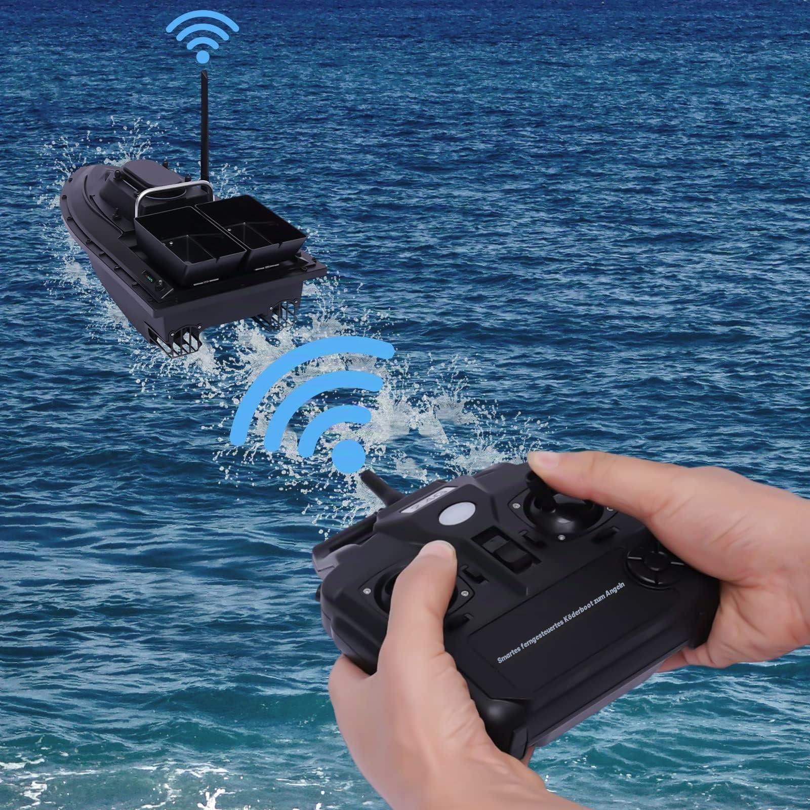 500M Köder Boot Angeln, Dual Motor Fish Finder 2KG Futterboot Köderboot Angelköderboot mit LED-Licht, Doppelter Bunker Köderboot, Fischköderboot Fernsteuerbar Fischer Angeln Boot