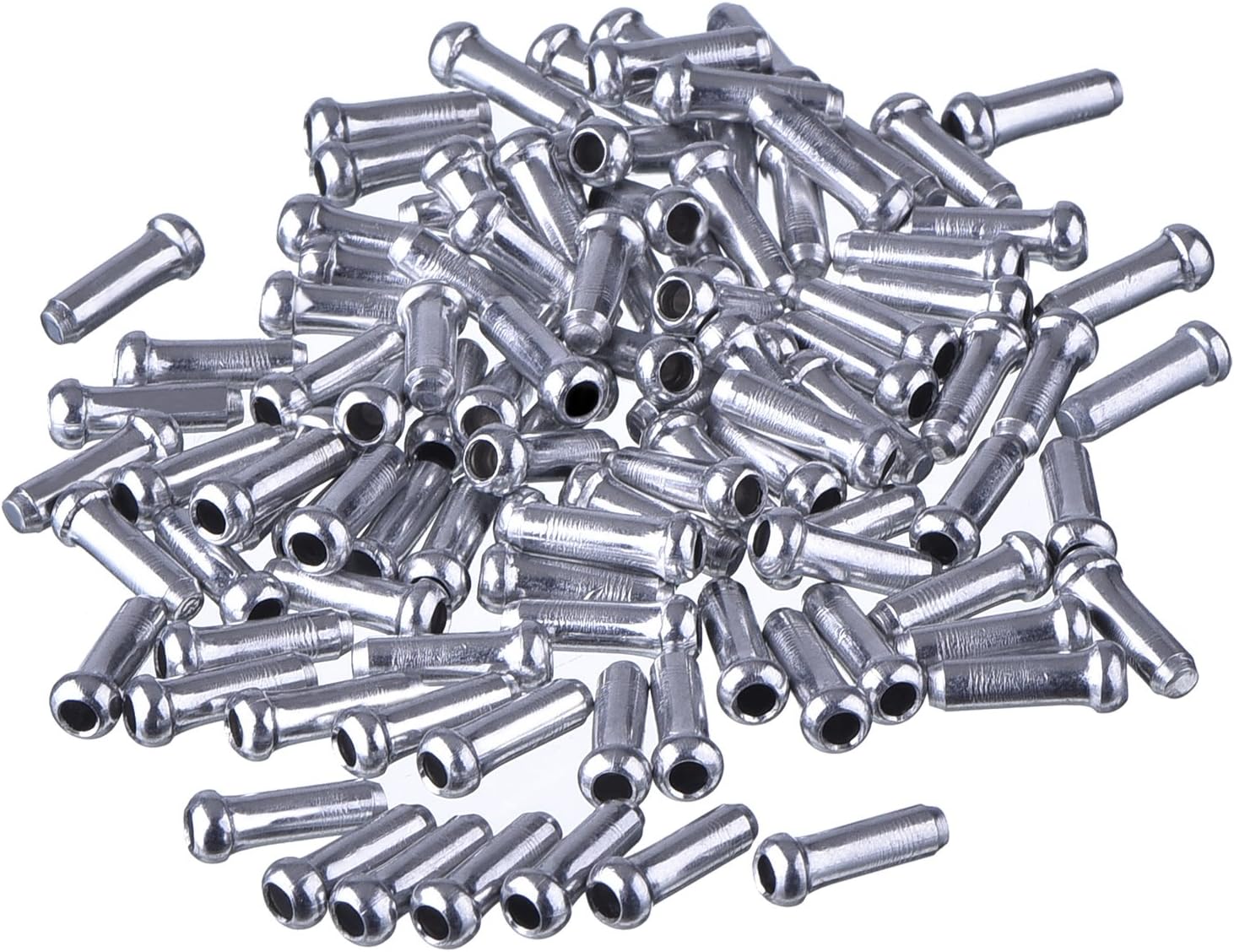 100 Pack Silver Alloy Mountain Bicycle Brake Cable Cap End Tips Crimp