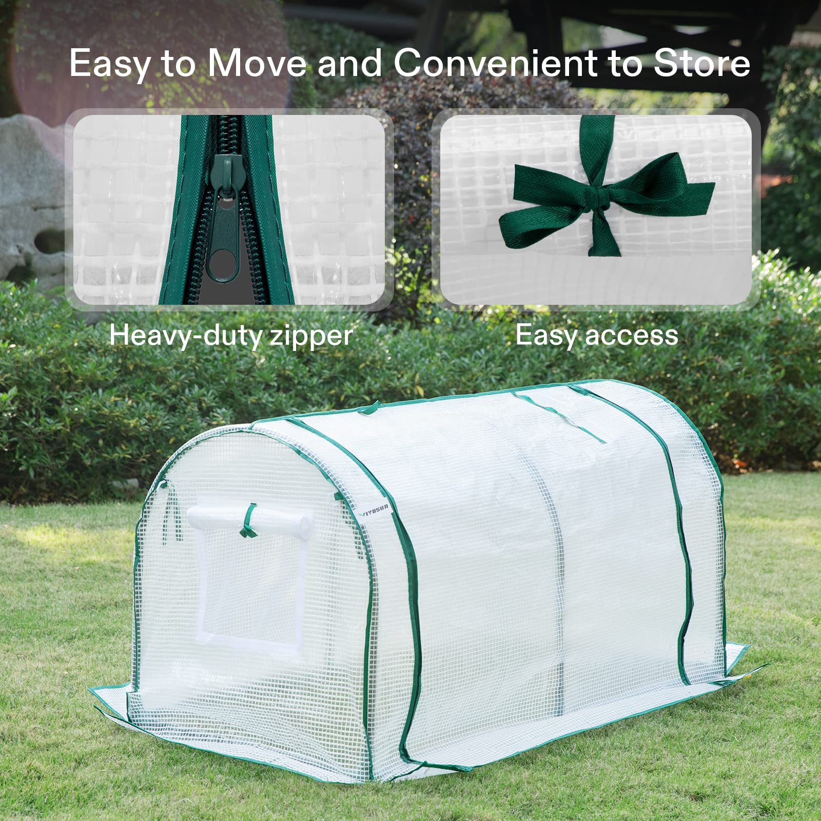 VIVOSUN Mini Green House, 47.2 x 23.6 x 23.6 Inch Portable Green House, PE Cover and Roll-Up Zipper Door for Outdoor Plant Growing