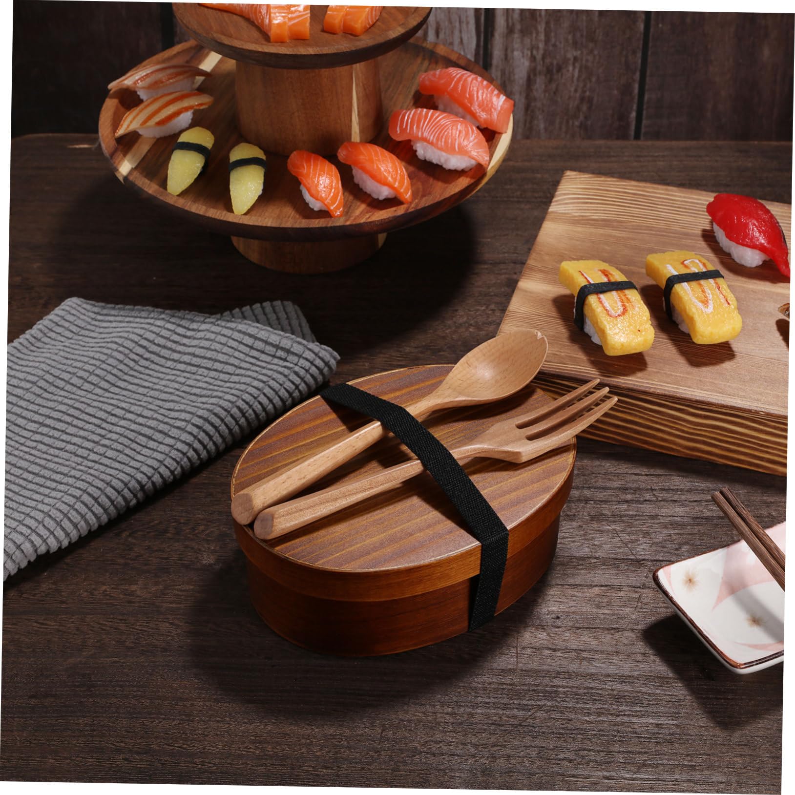 Boîte Bento Japonaise Rétro en Bois pour Sushi et Déjeuner Rentrée Scolaire