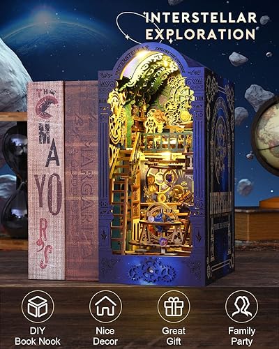 Miniatura 8 de Kit de rincón de libros, kit de rincón de libros para adultos y adolescentes, sujetalibros decorativos para decoración de estanterías, diorama de