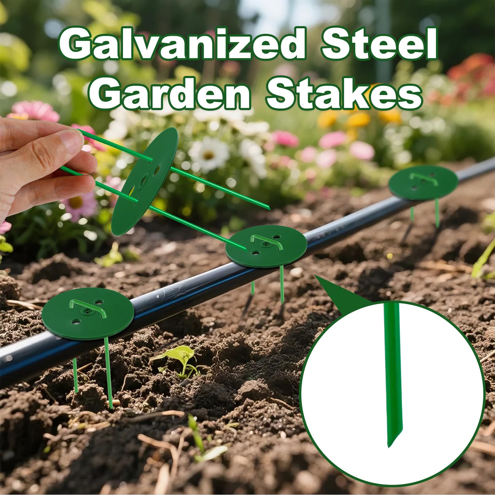 Lot de 100 agrafes paysagères + 100 joints, piquets de jardin galvanisés en forme de U pour aménagement paysager, piquets pour toile de protection contre les mauvaises herbes, couverture de