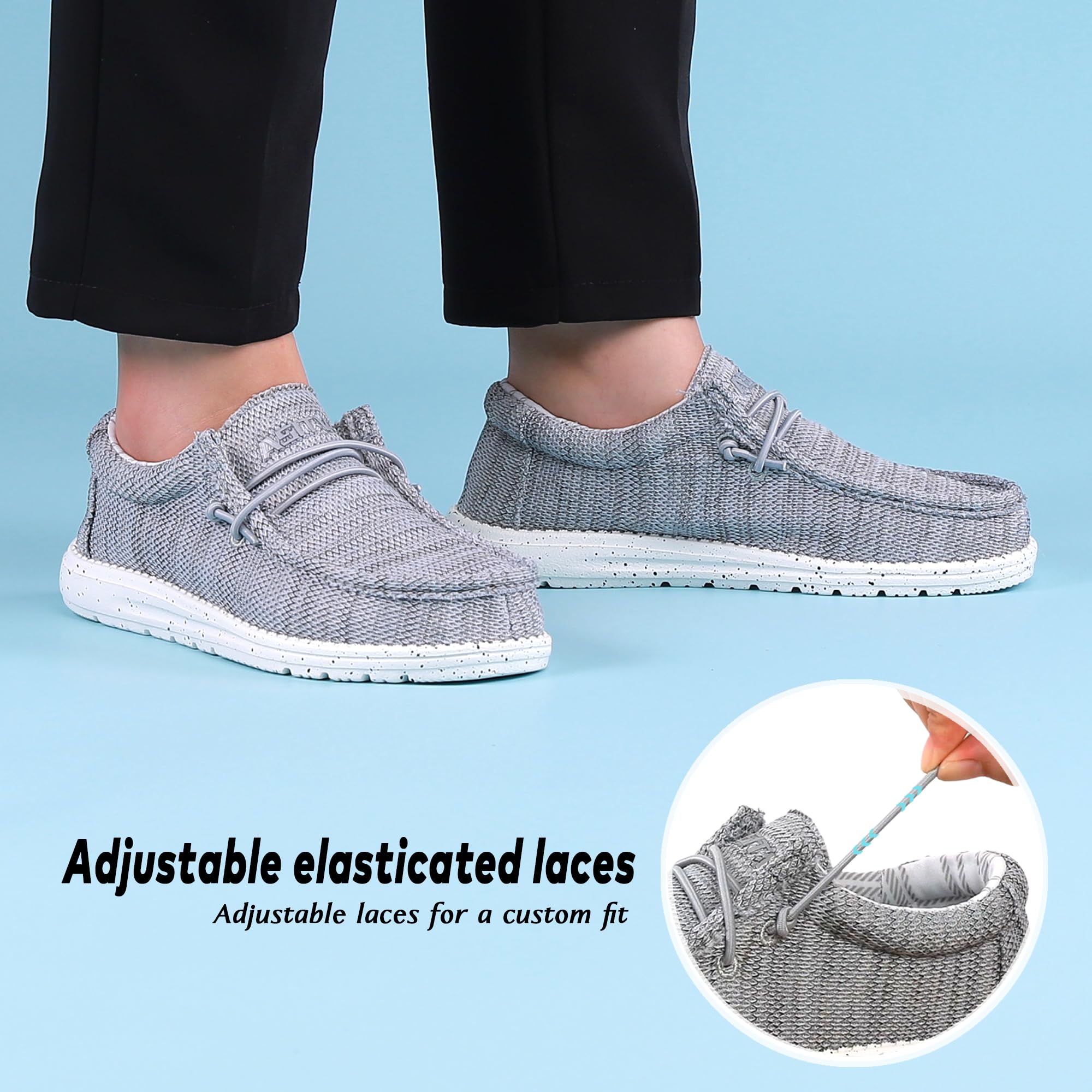 ASITVO Mocasines anchos y sin cordones para hombre, zapatos casuales de gran tamaño, sin cordones, puntera ancha