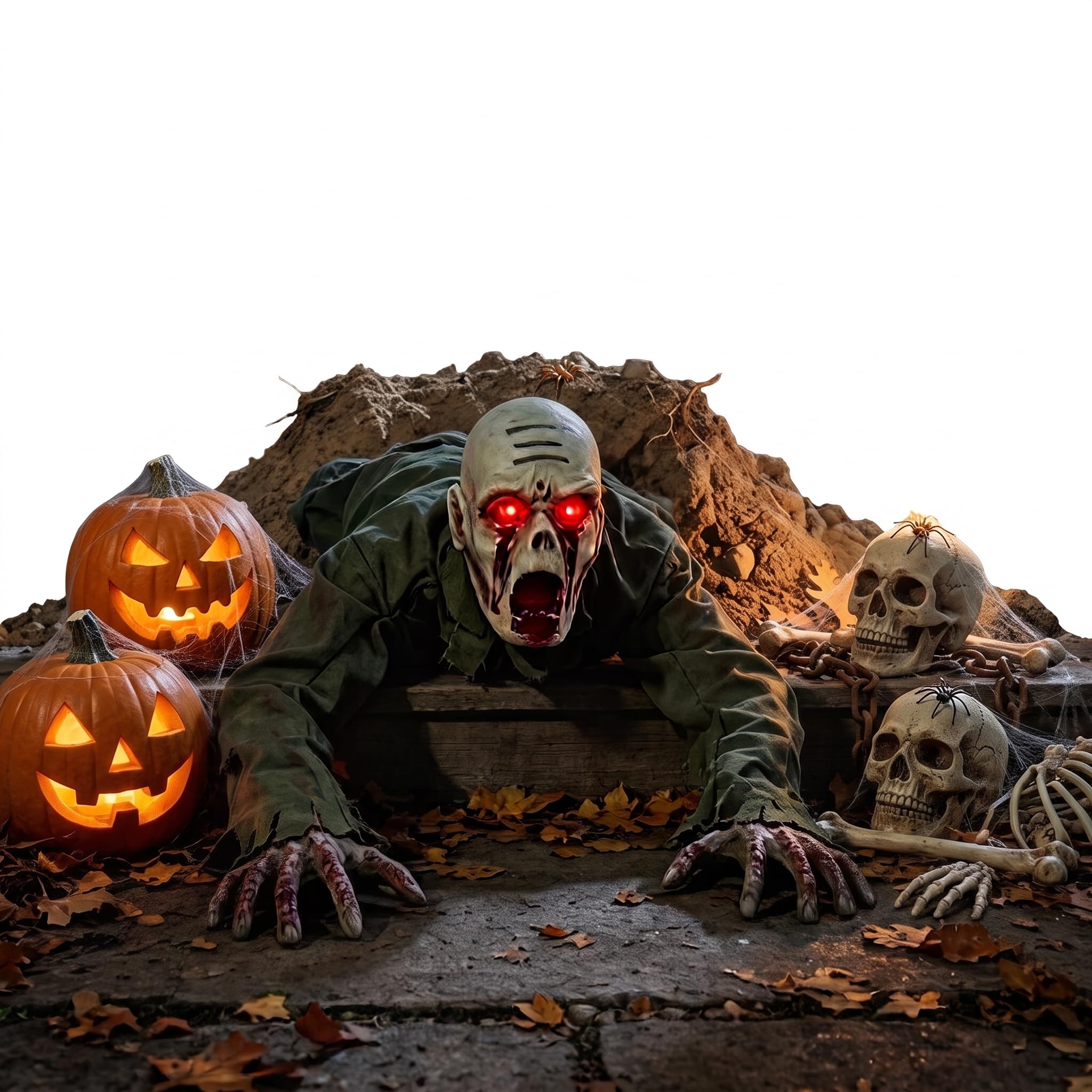 Crawling Zombie Animatronic with Sound Sensor for Outdoor Halloween Decor B