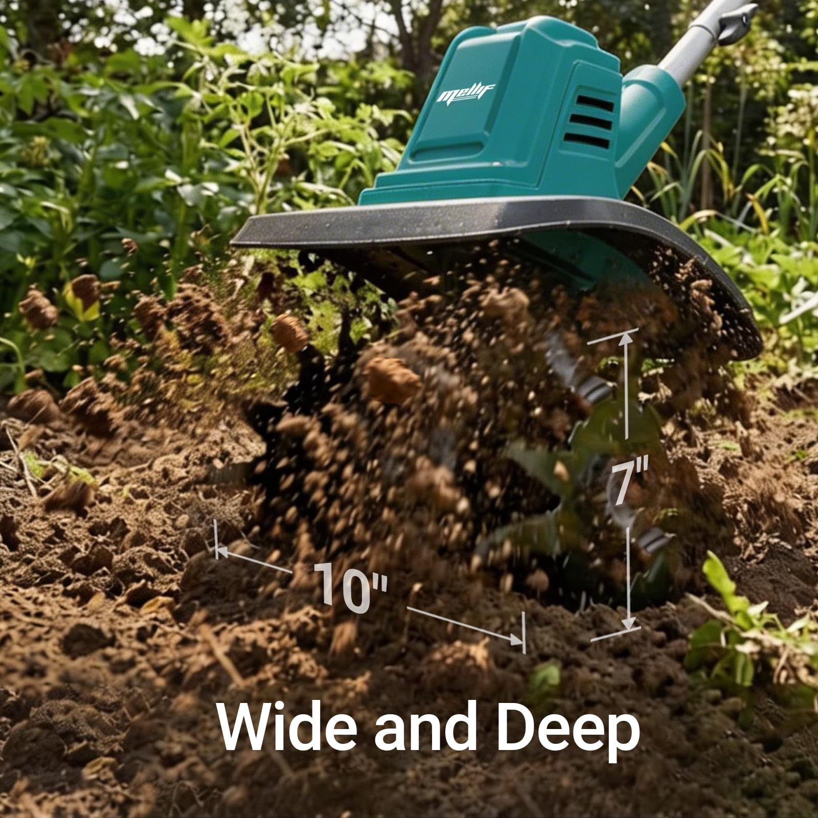 Cultivador de jardín inalámbrico compatible con batería Makita de 18 V (solo herramienta), motocultor eléctrico sin escobillas plegable con ruedas ajustables, azul