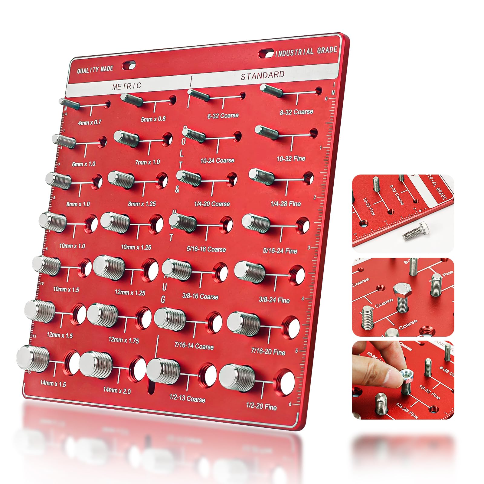 Thread Checker 28 Nut And Bolt Thread Checker Industrial Grade Bolt Size And Thread Identifier Gauge 14 Standard And 14 Metric Bolt And Nut Gauge - View #7