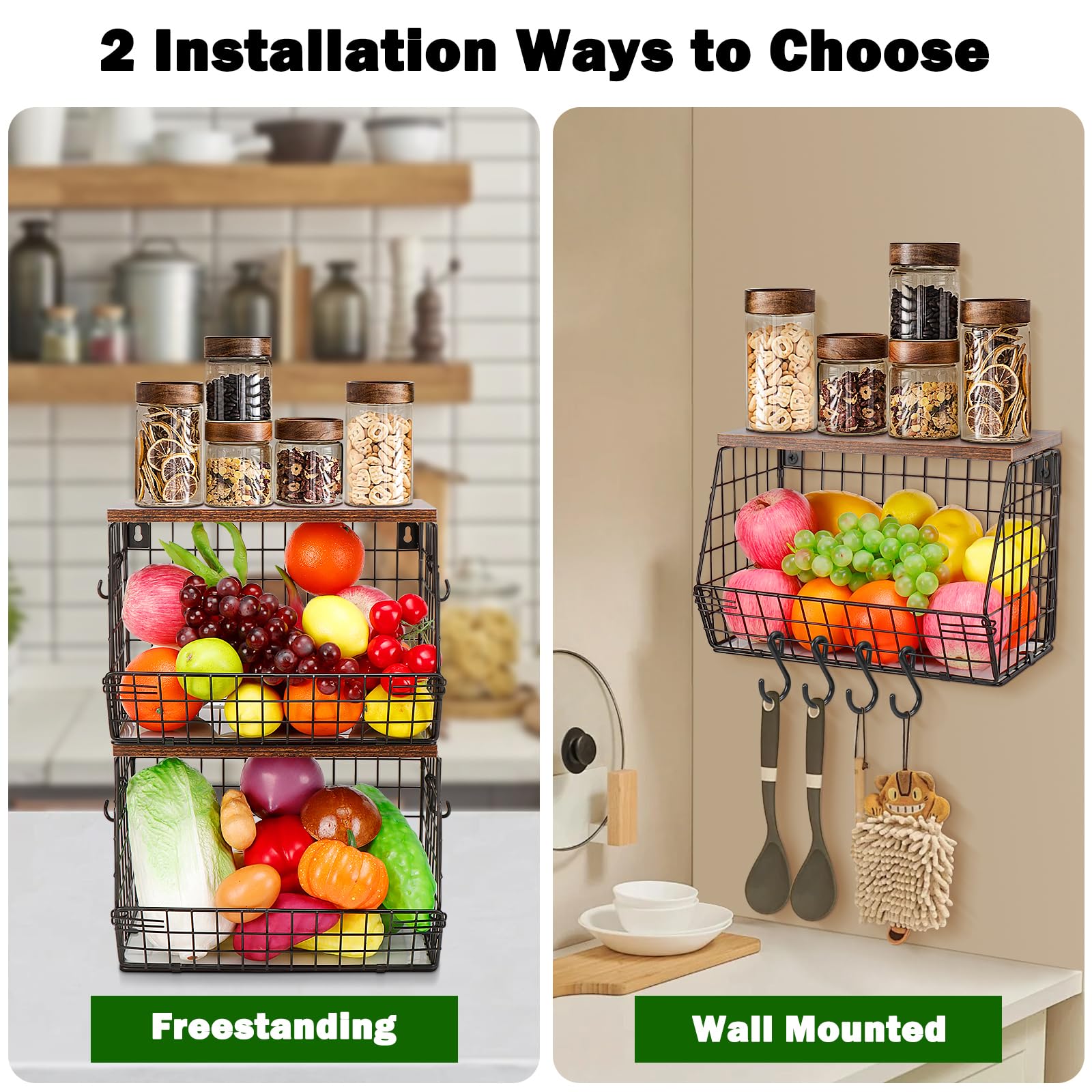 Fruit Basket CTUVBIN For Kitchen Metal Fruit Vegetable Storage Bin With...  Snack Basket, image size:1600x1600